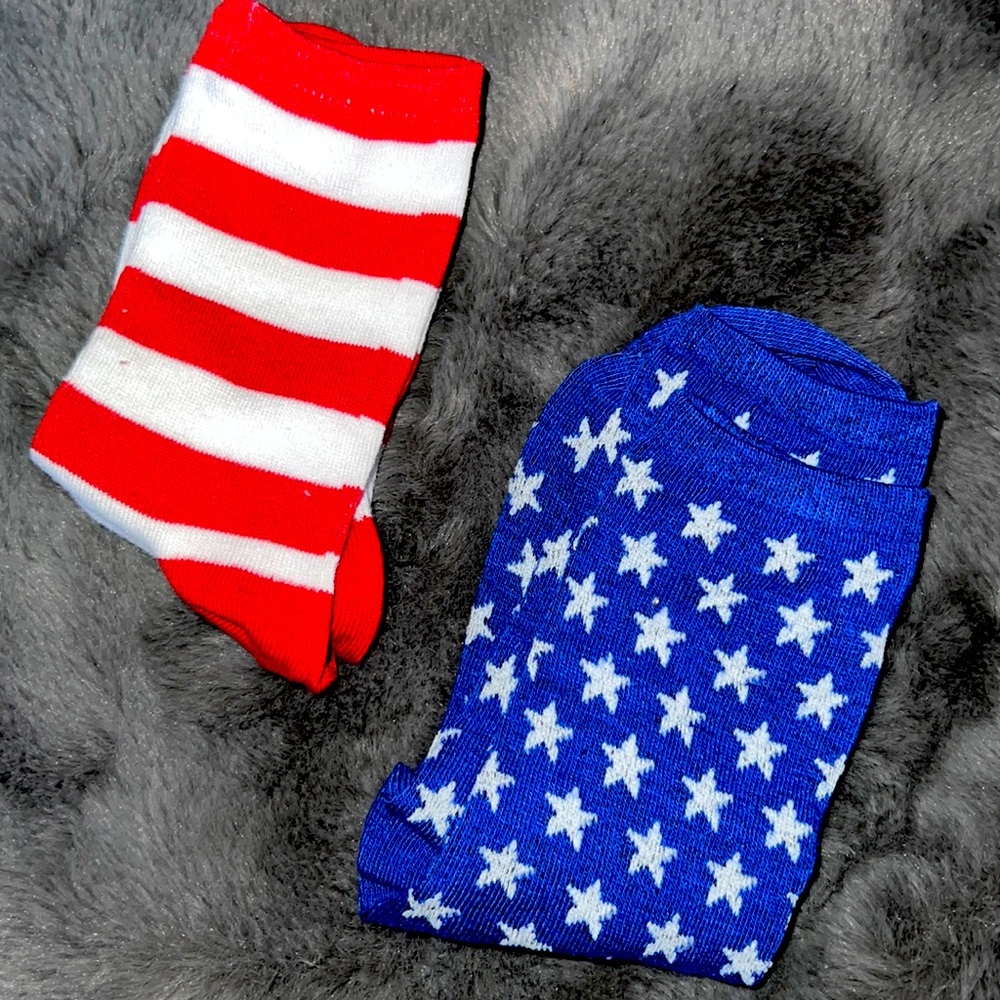 Two Pairs of Woman’s Patriotic Socks SIZE 6-9